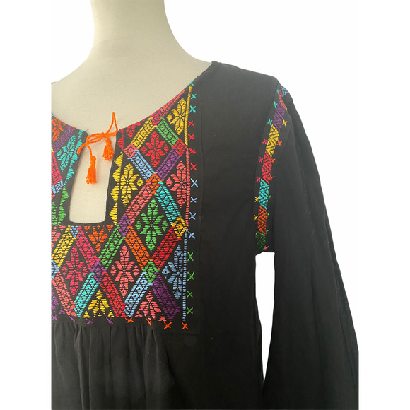 NEW Carolina K Womens Roman Tunic Bohemian Embroidered Dress Black S Small - Picture 8 of 11